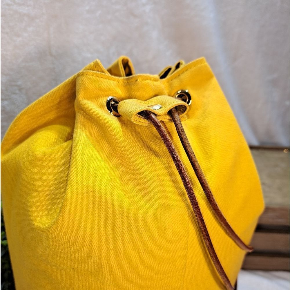 HERMÈS Polochon Yellow Canvas Backpack Bag LARGE PRISTINE CONDITION - Picture 9 of 17